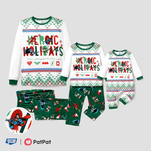 Justice League Daddy and Me Christmas Character Allover Print Pajamas Sets(Flame Resistant)