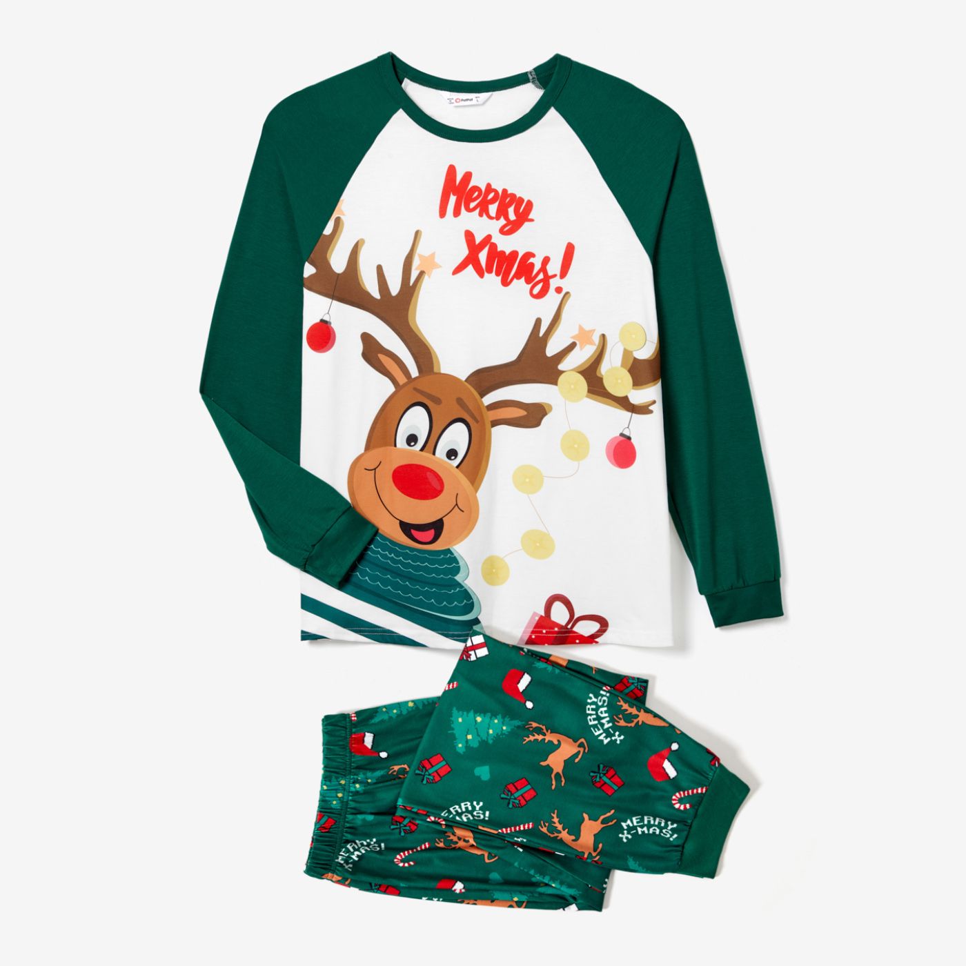 Christmas Family Matching Reindeer Print Long-sleeve Pajamas Sets(Flame Resistant)