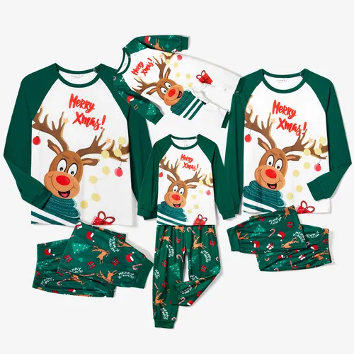 Christmas Family Matching Reindeer Print Long-sleeve Pajamas Sets(Flame resistant)