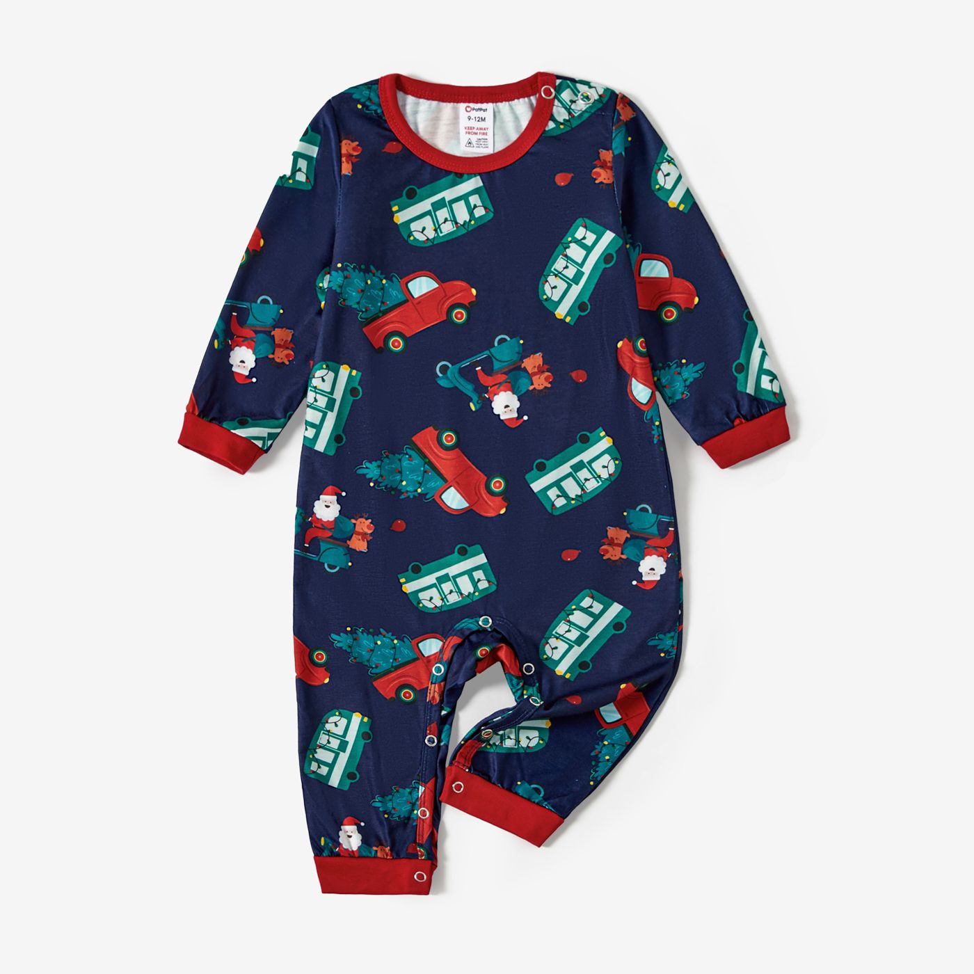 Christmas Family Matching Santa&Cars Print Long-sleeve Pajamas Sets(Flame Resistant)