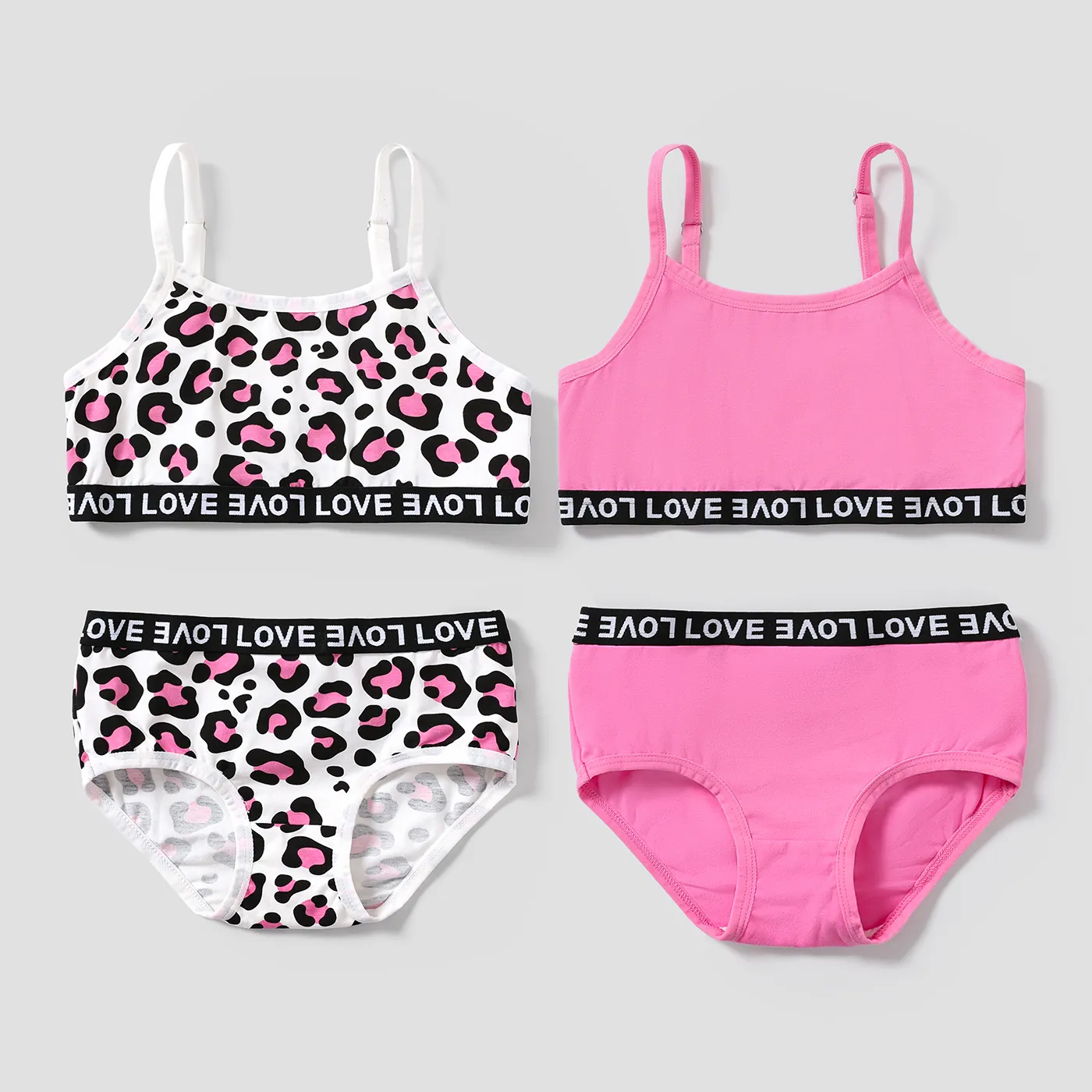 2pcs Kid Girl Sweet Hanging Strap Cotton Underwear Set 