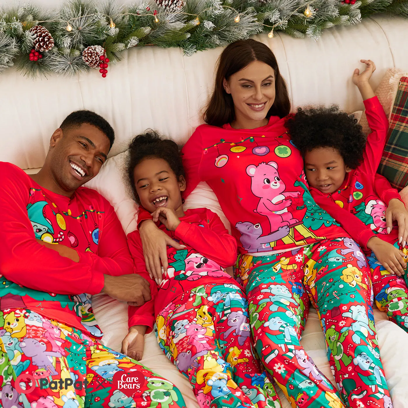 Care Bears Christmas Family Matching Character Xmas Tree Print Long-sleeve Pajamas Sets (Flame Resistant)