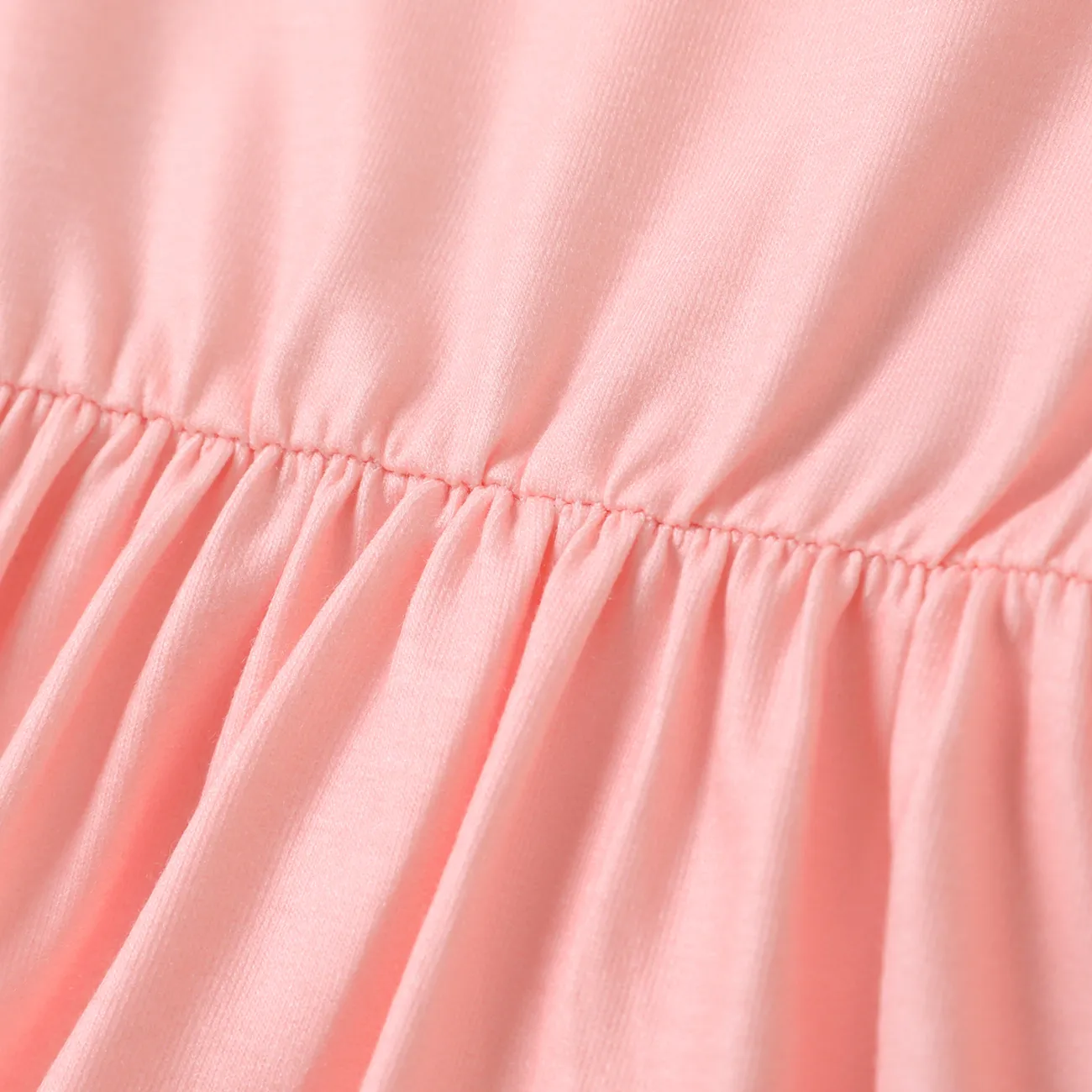 Baby Girl Sweet Rabbit Animal Pattern Long Sleeve Dress Pink big image 1