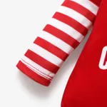 Christmas 2pcs Baby Boy Santa & Letter Print Red Striped Long-sleeve Romper with Hat Set  image 4