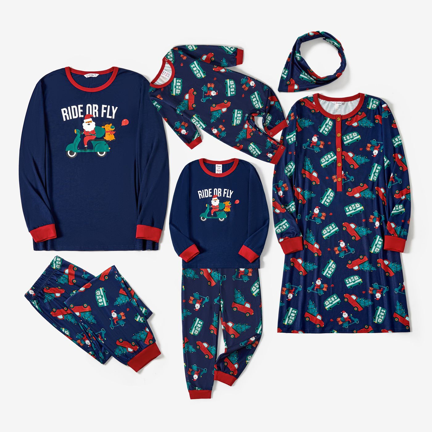 

Christmas Family Matching Santa&Cars Print Long-sleeve Pajamas Sets(Flame resistant)