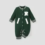 Baby Boy Carta bordado de manga comprida macacão esportivo / 2pcs Sports Sets Verde