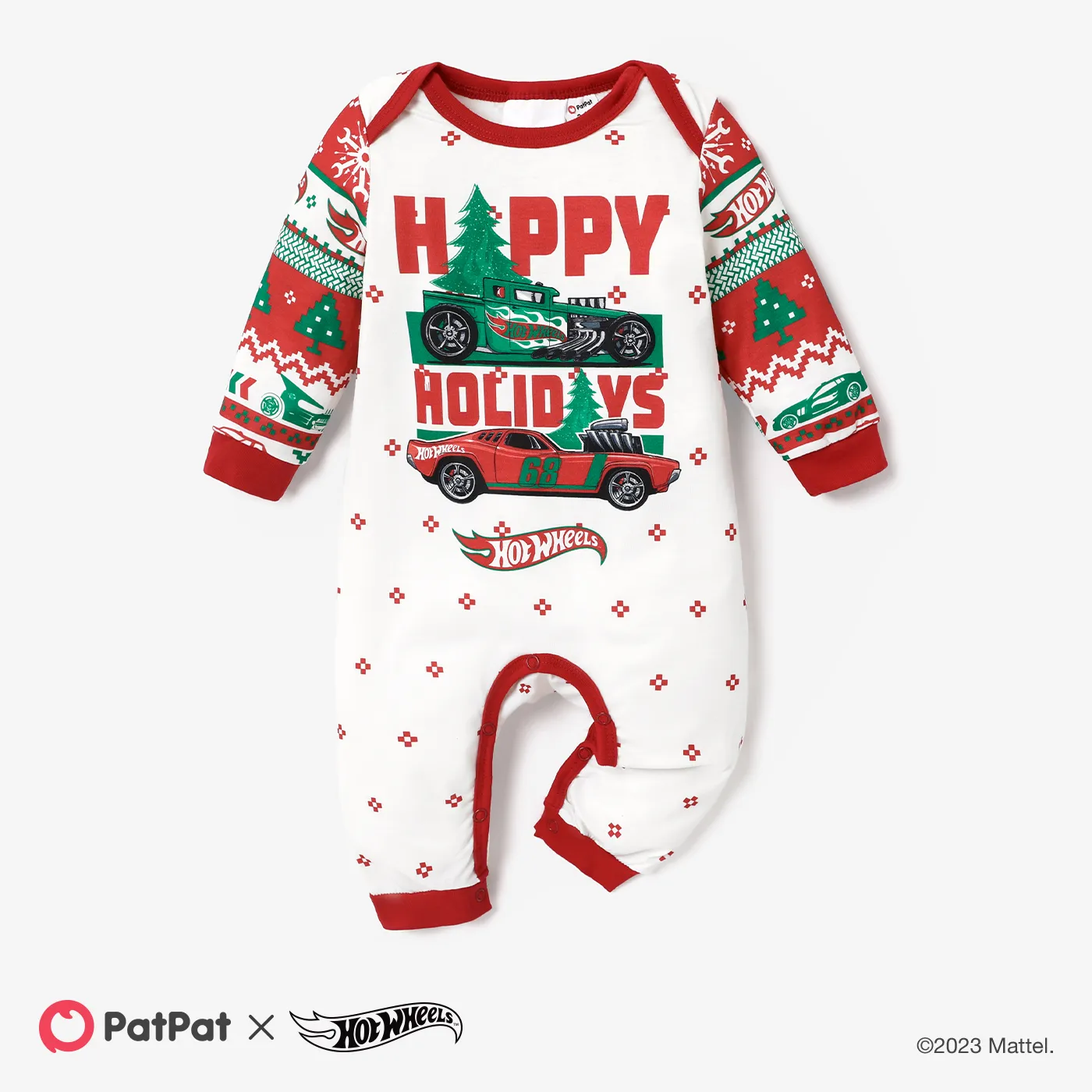 Hot Wheels Natal Pai e eu Conjuntos de roupa para a família Pijamas (Flame Resistant) Vermelho big image 1