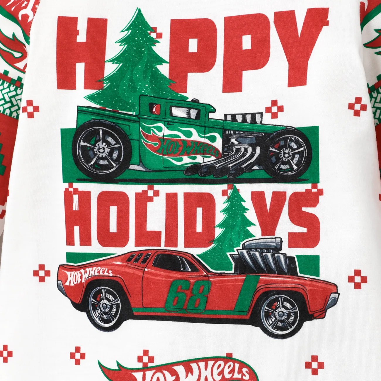 Hot Wheels Christmas Daddy and Me Vehicle Race Car Print Pajamas Sets (Flame Resistant) Red big image 1