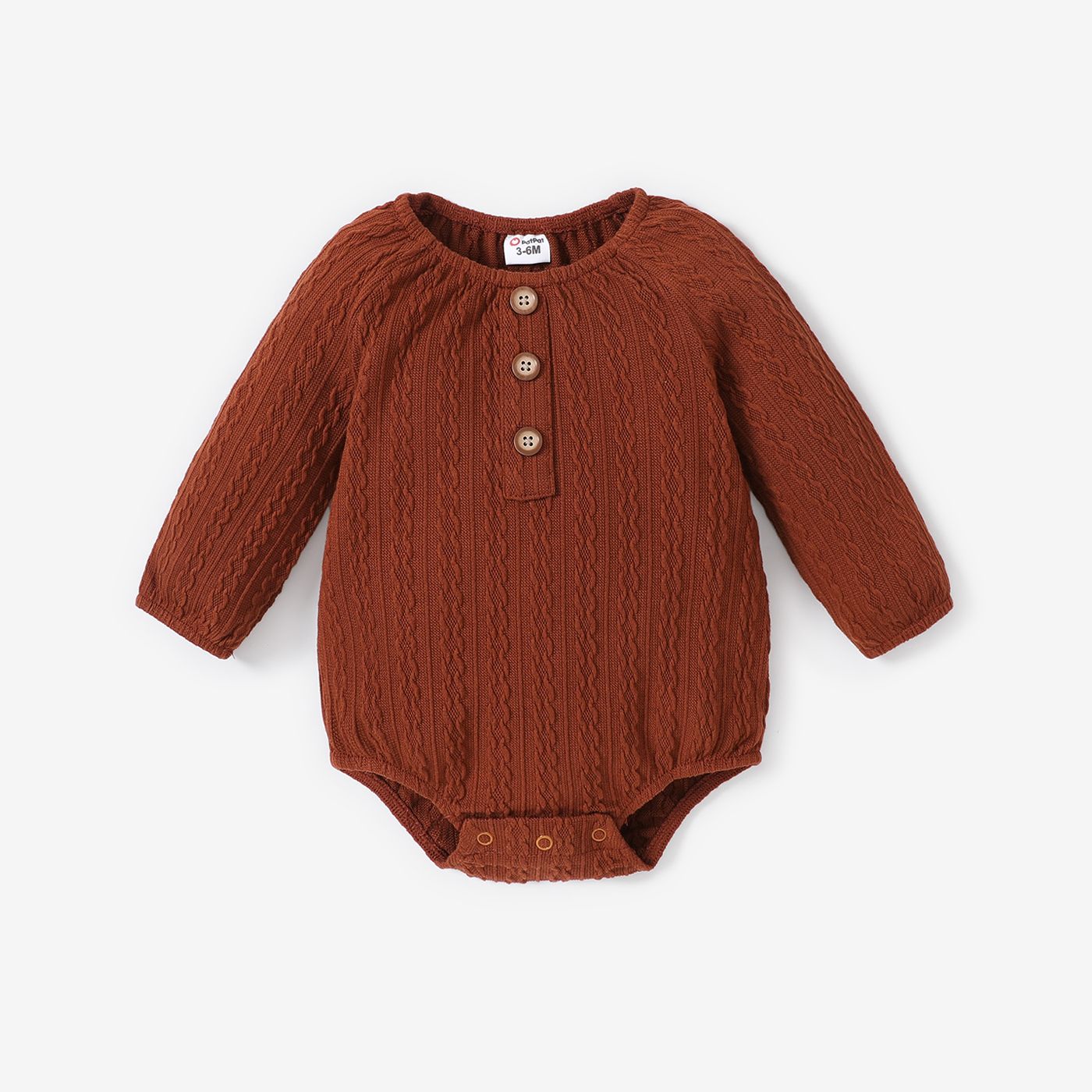 Baby Girl/Boy Cable Knit Long-sleeve Henley Onesies
