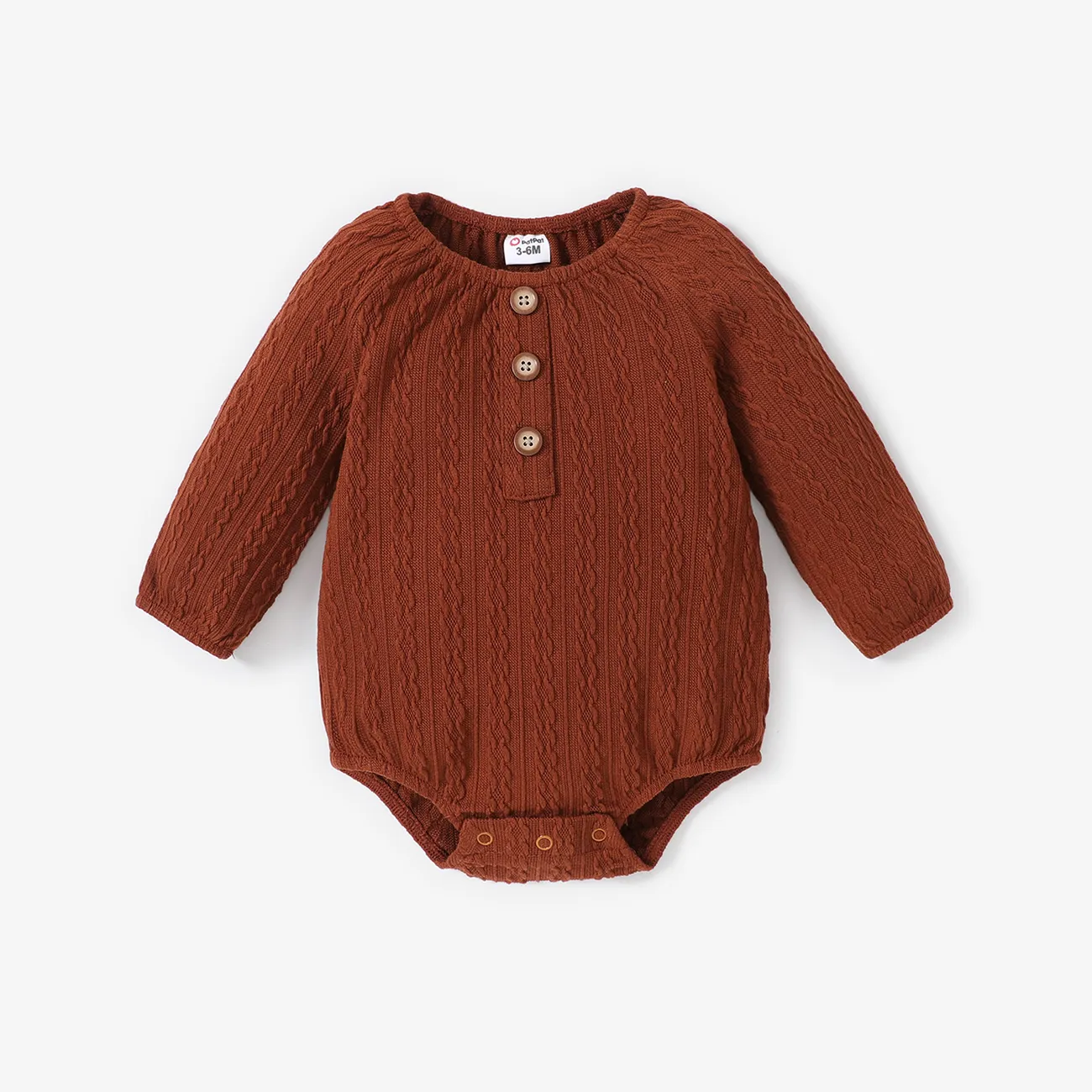 Baby Girl/Boy Cable Knit Long-sleeve Henley Onesies   big image 1