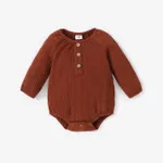 Baby Girl/Boy Cable Knit Long-sleeve Henley Onesies  Brown