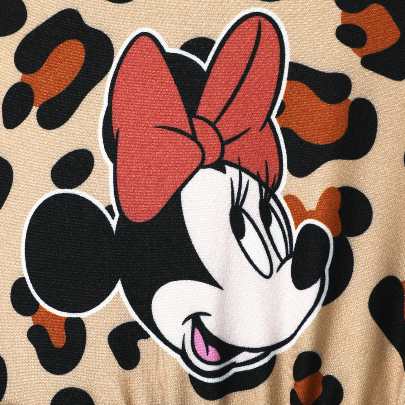 Disney Mickey and Friends Padrão de leopardo Manga comprida Vestidos Mãe e eu Cor de Caqui big image 1