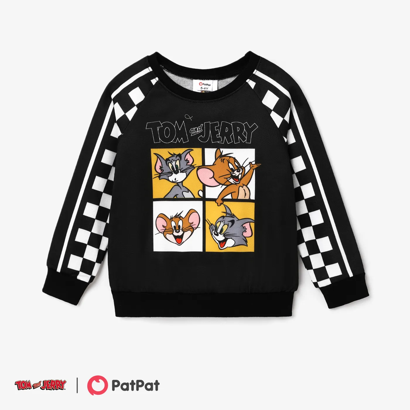 Tom and Jerry Criança Menino Personagens Pullover Sweatshirt Preto big image 1