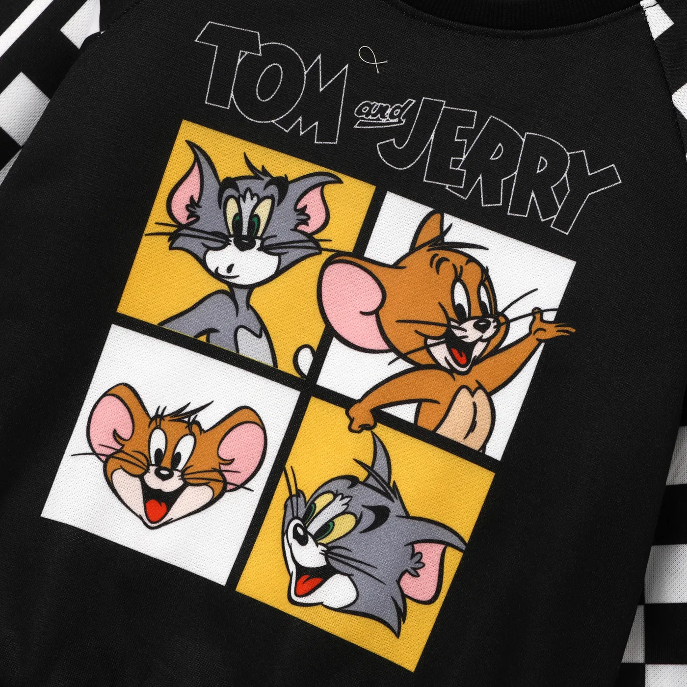 Tom and Jerry Criança Menino Personagens Pullover Sweatshirt Preto image 2