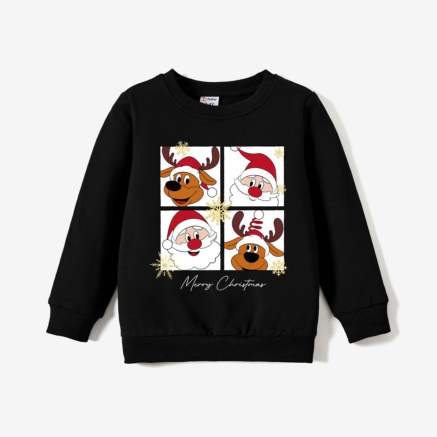 

Christmas Family Matching Cotton Santa & Reindeer Print Long Sleeve Tops