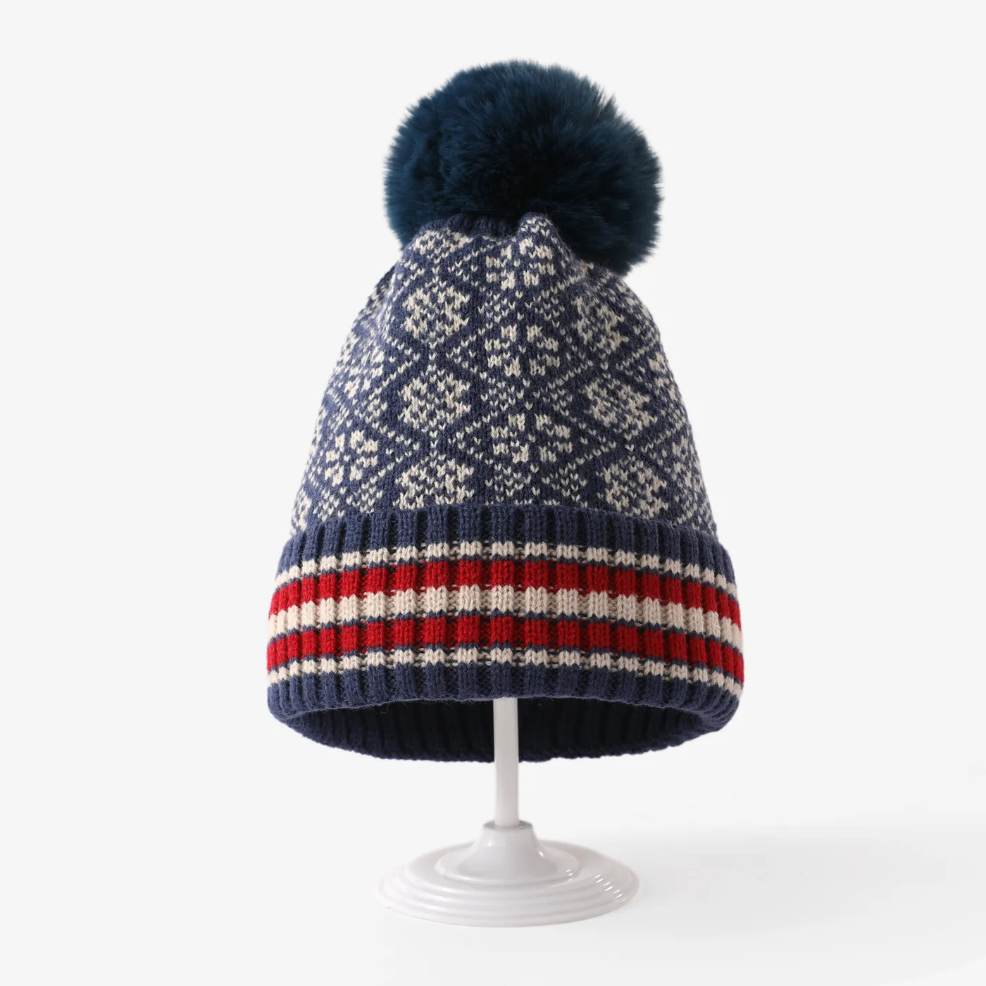 

Kids/adult snowflake rhombus color-blocked wool knitted hat