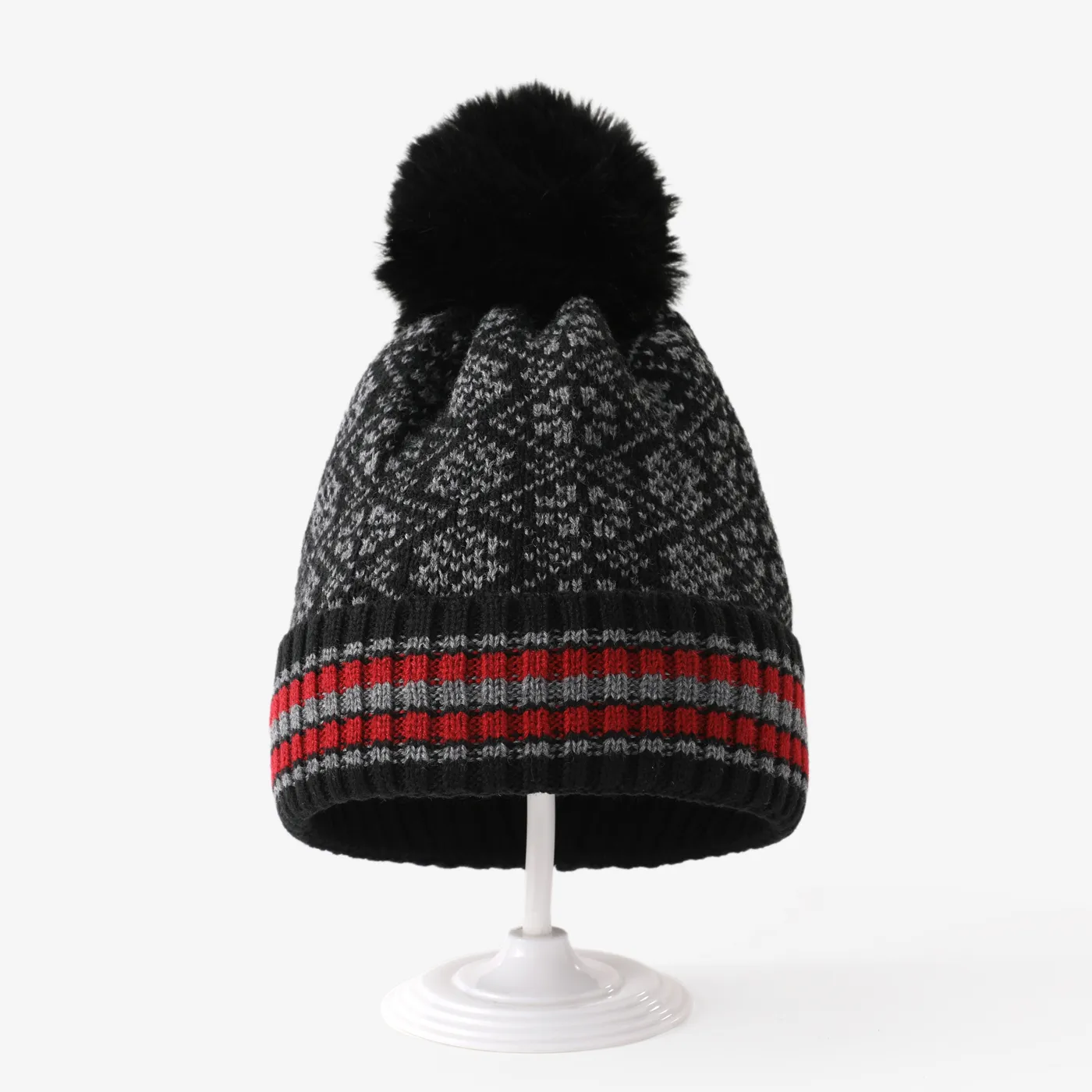 Kids/adult Snowflake Rhombus Color-blocked Wool Knitted Hat