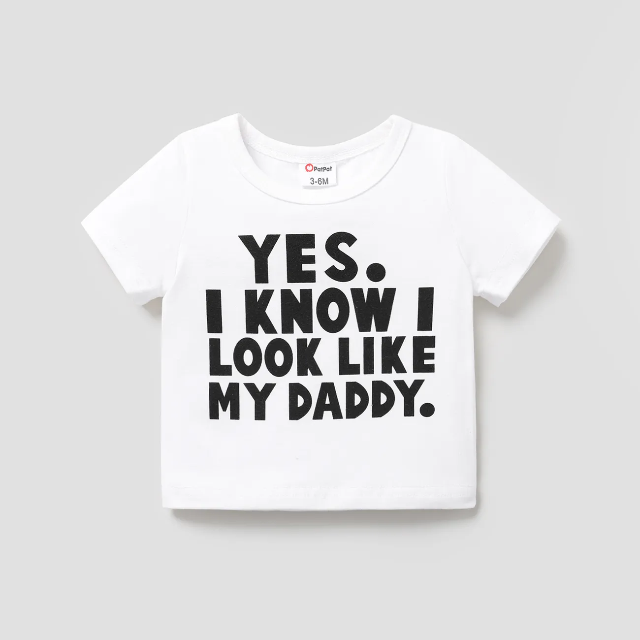 Baby Boy/Girl 95% Cotton Letter Print Short-sleeve Tee White big image 1