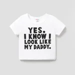 Baby Boy/Girl 95% Cotton Letter Print Short-sleeve Tee White