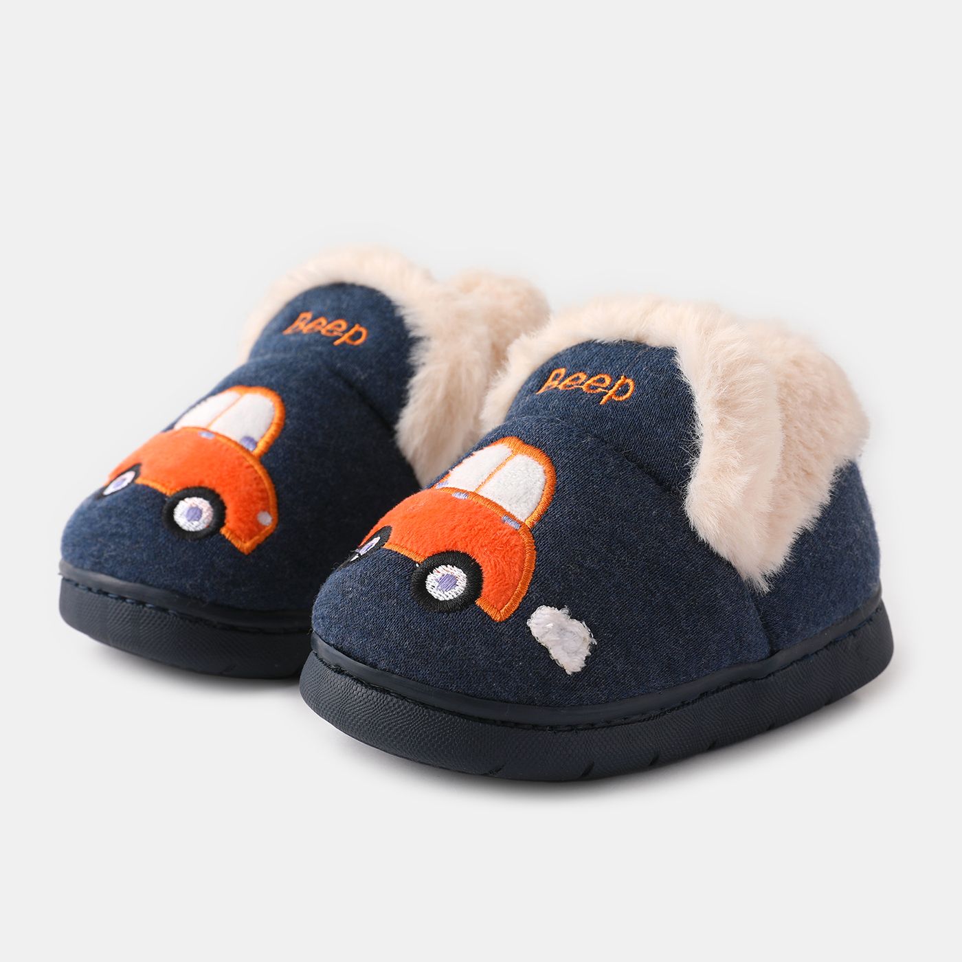 Toddler & Kid Boys Casual Vehicle Pattern Fleece Slippers Shoes