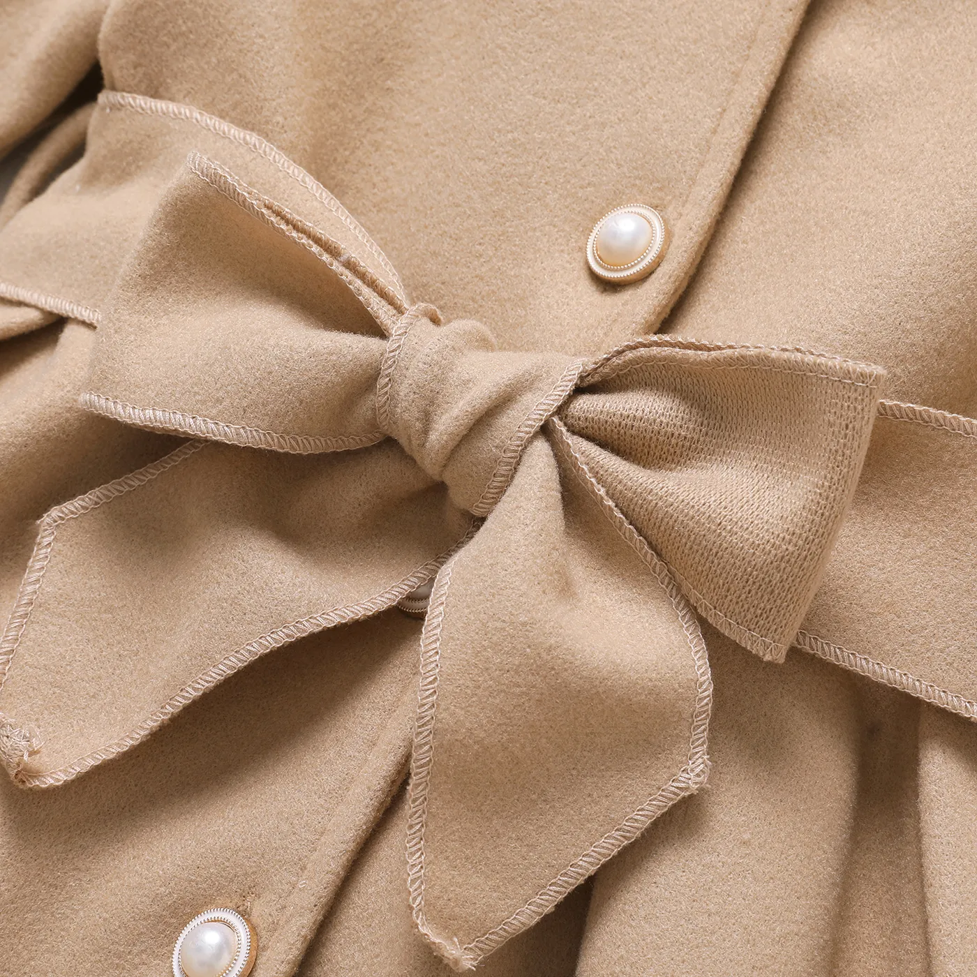 Toddler Girl Sweet Button Design Woolen Coat   image 3