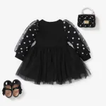 Baby Girls Avant-garde Letter Pattern Long-Sleeved Dresse Black image 2