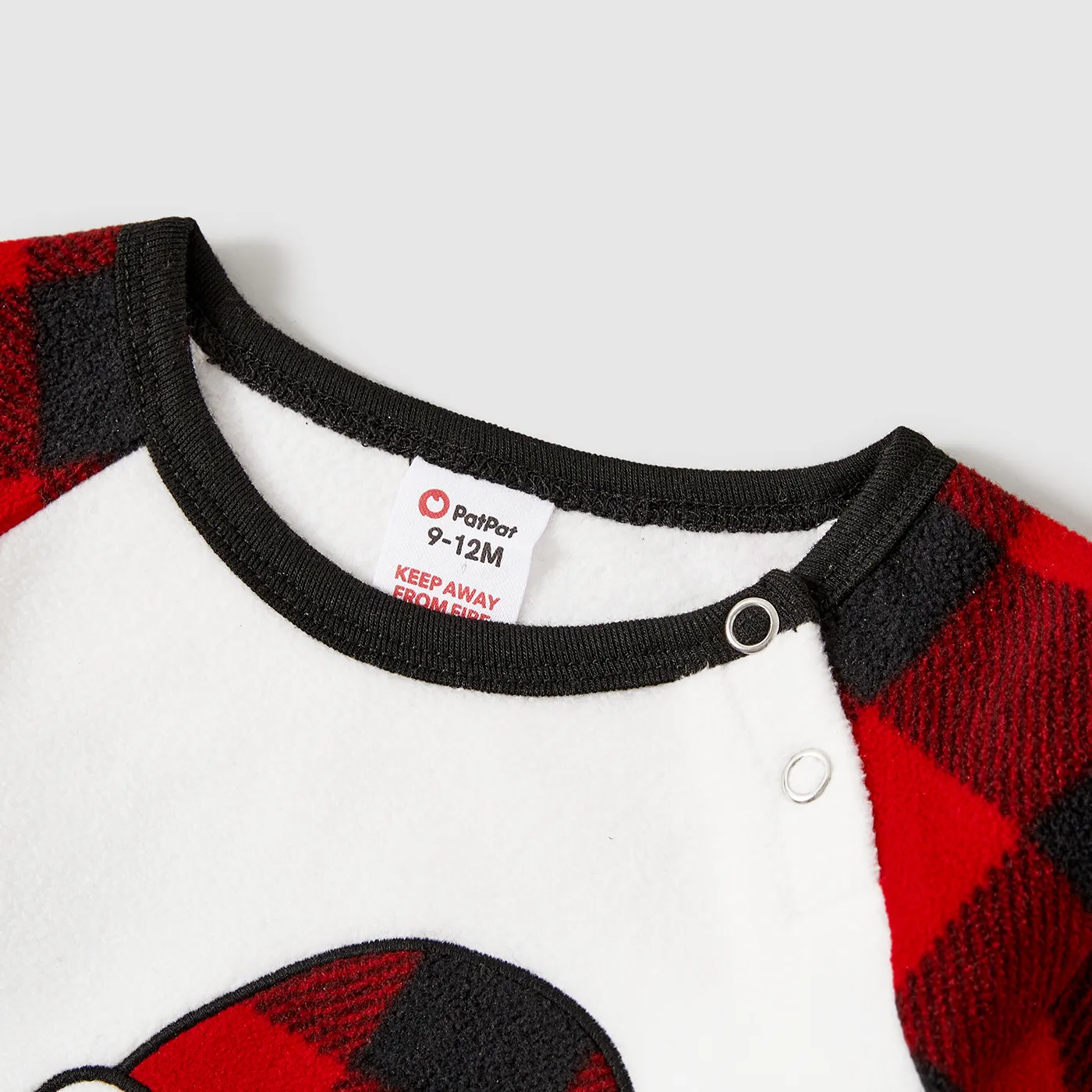 Christmas Family Matching Plaid Letters Embroidered Long-sleeve Pajamas Sets(Flame resistant) Black image 3