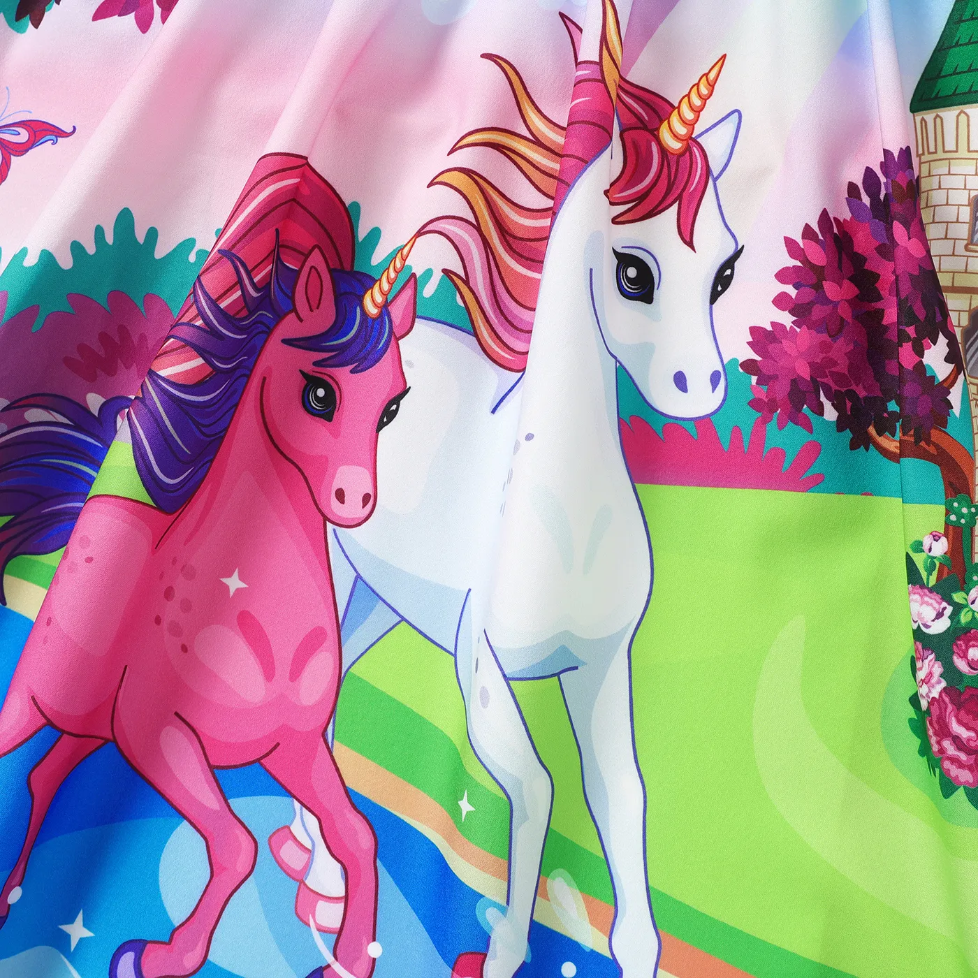 Kid Girl Sweet Animal Pattern Unicorn Dress with Cute Bowknot design PINK-1 image 5