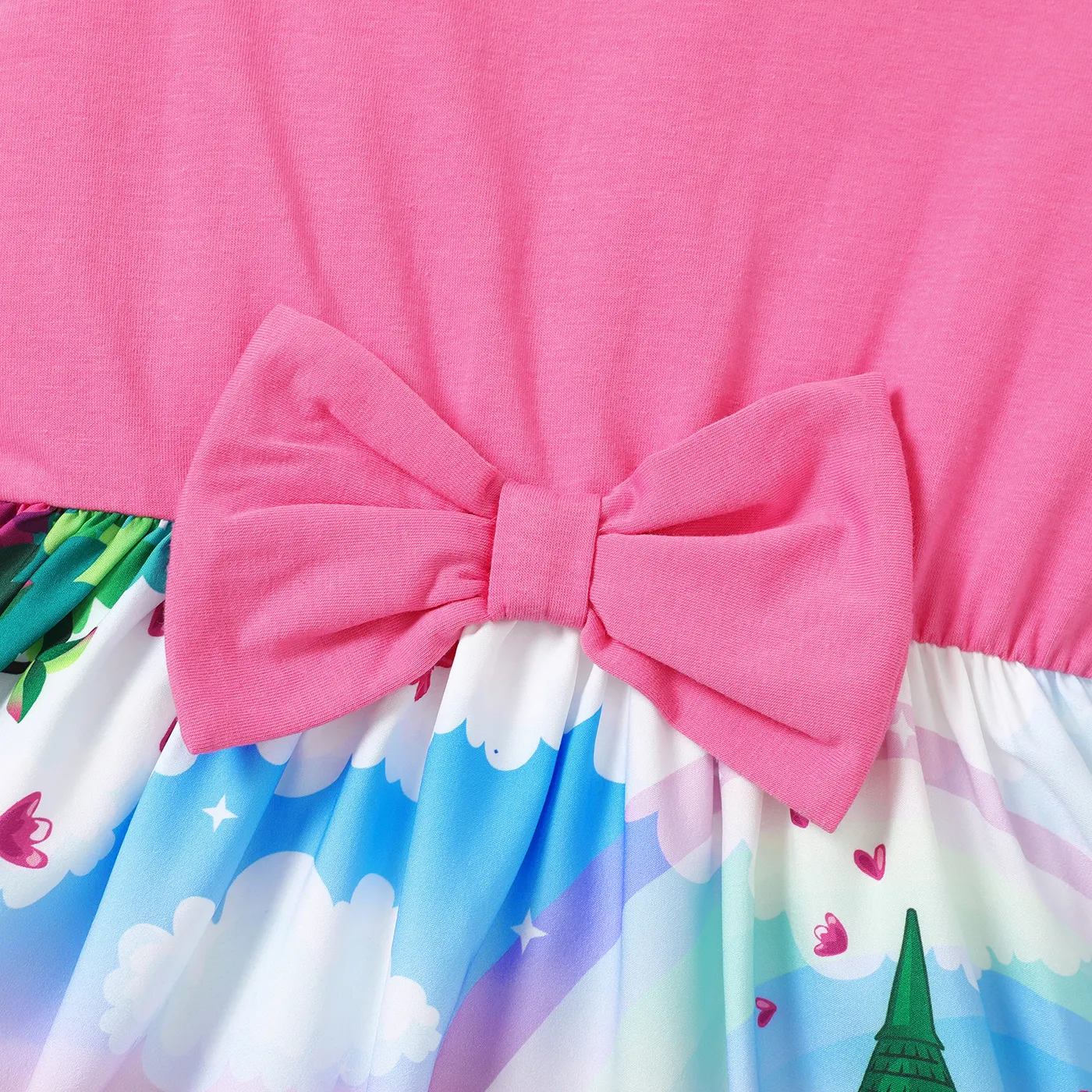 Kid Girl Sweet Animal Pattern Unicorn Dress with Cute Bowknot design PINK-1 image 4
