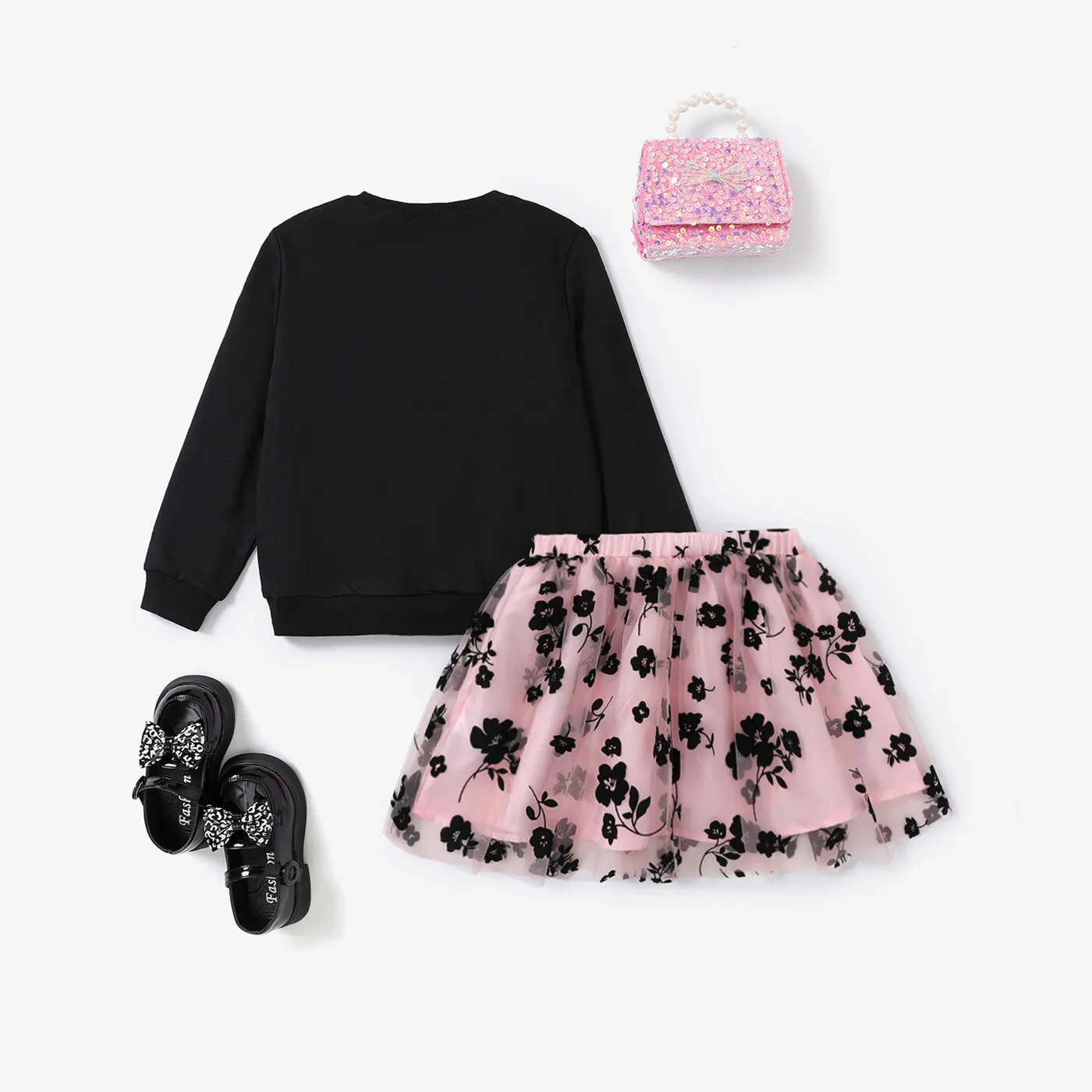 2PCS Kid  Girl Sweet Animal Pattern Unicorn Top/Multi-layered Fabric Skirt Set  image 2