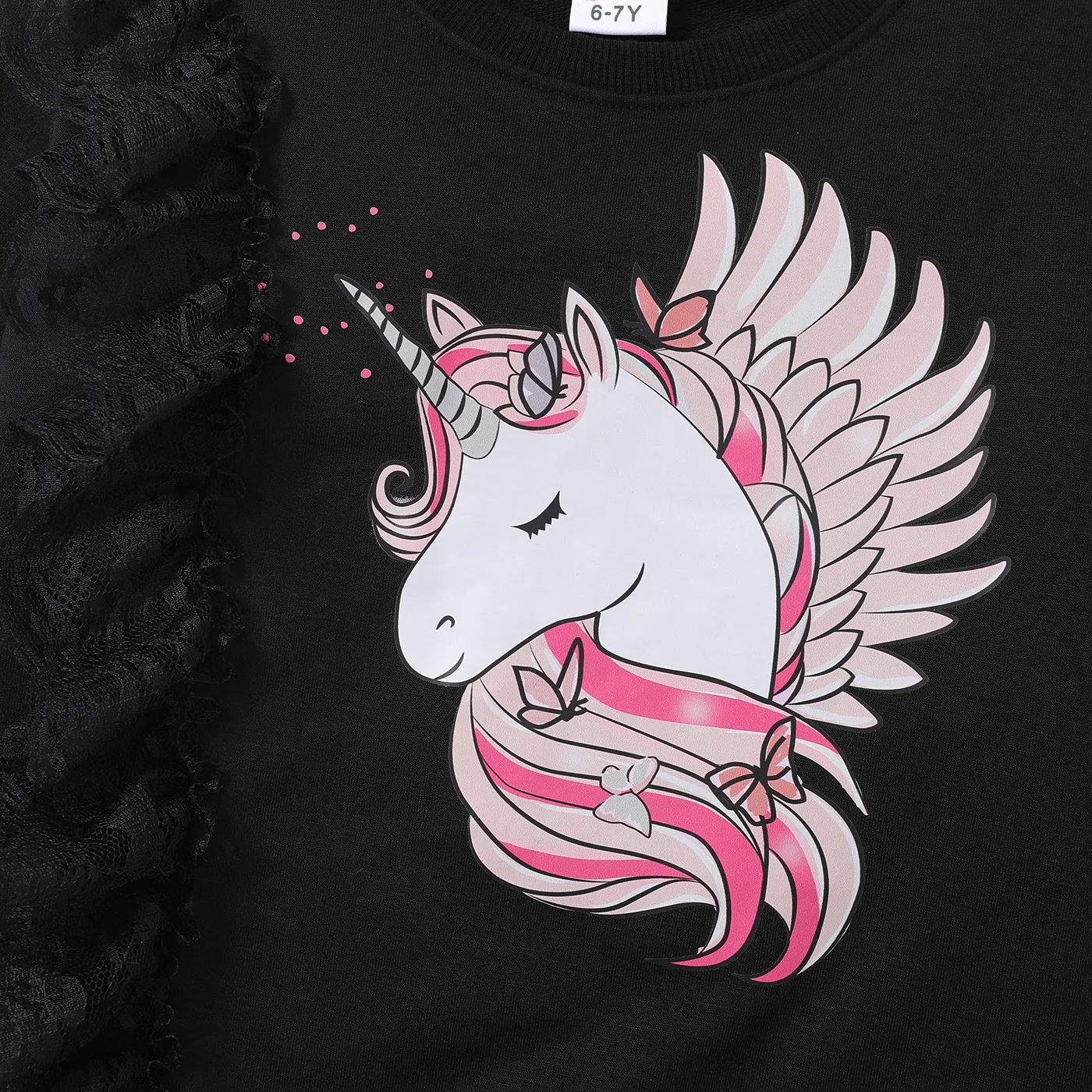 2PCS Kid  Girl Sweet Animal Pattern Unicorn Top/Multi-layered Fabric Skirt Set  image 3