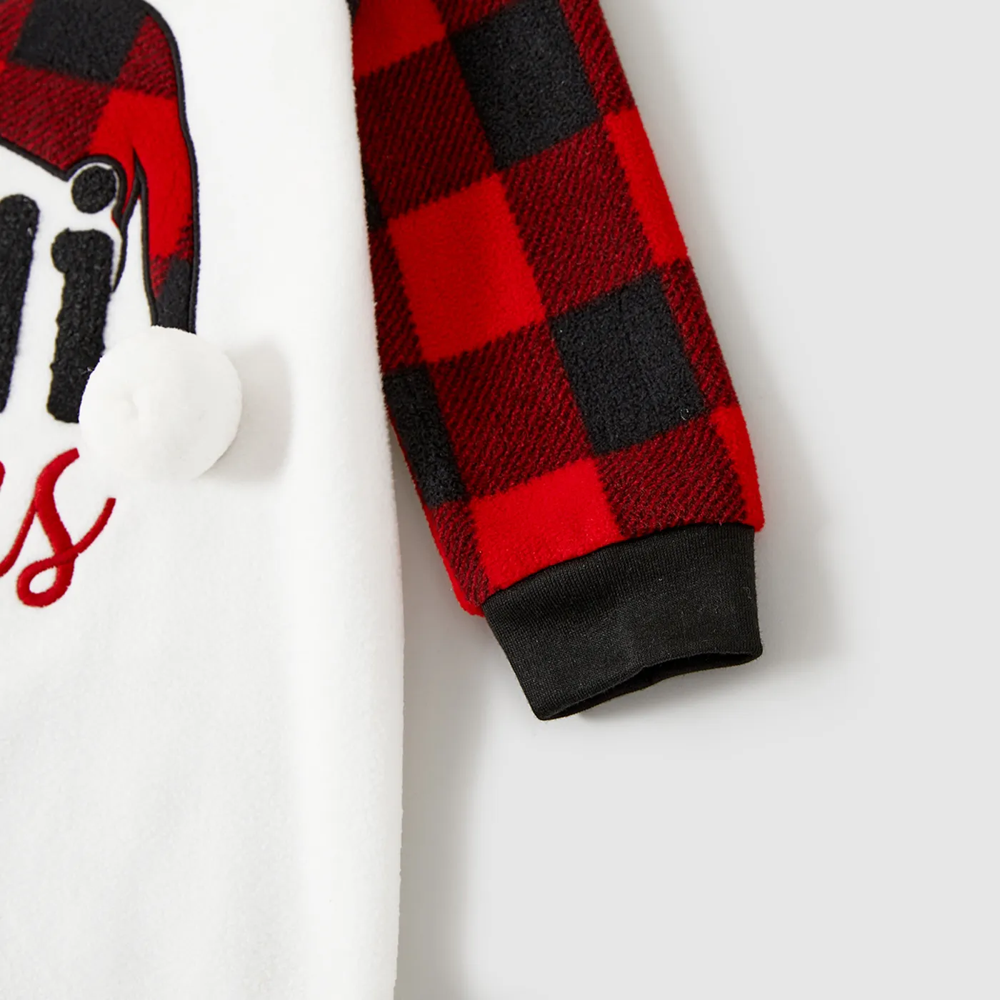 Christmas Family Matching Plaid Letters Embroidered Long-sleeve Pajamas Sets(Flame resistant) Black image 6