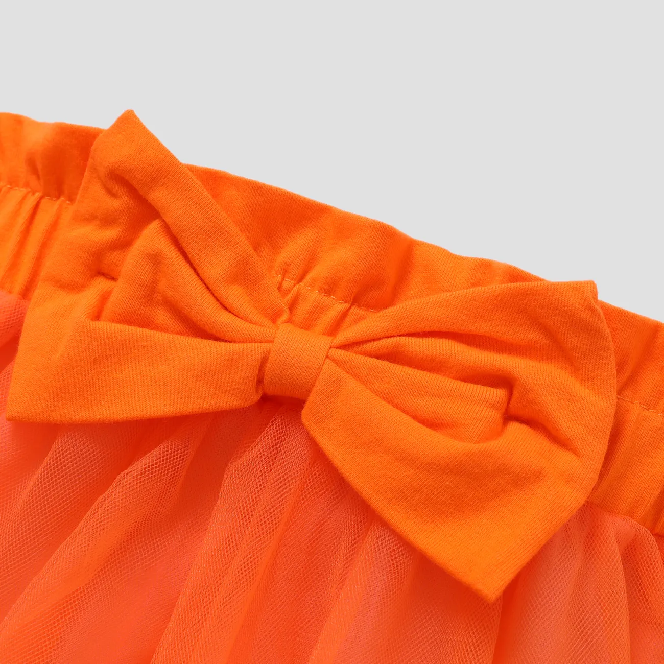 Halloween 3 pezzi Neonato Bordo volant Dolce Manica lunga Vestito con gonna Arancione big image 1