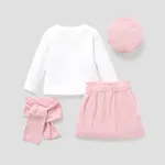 4PCS Toddler Girl Avant-garde Button Feature Solid Color Dress Set    image 2