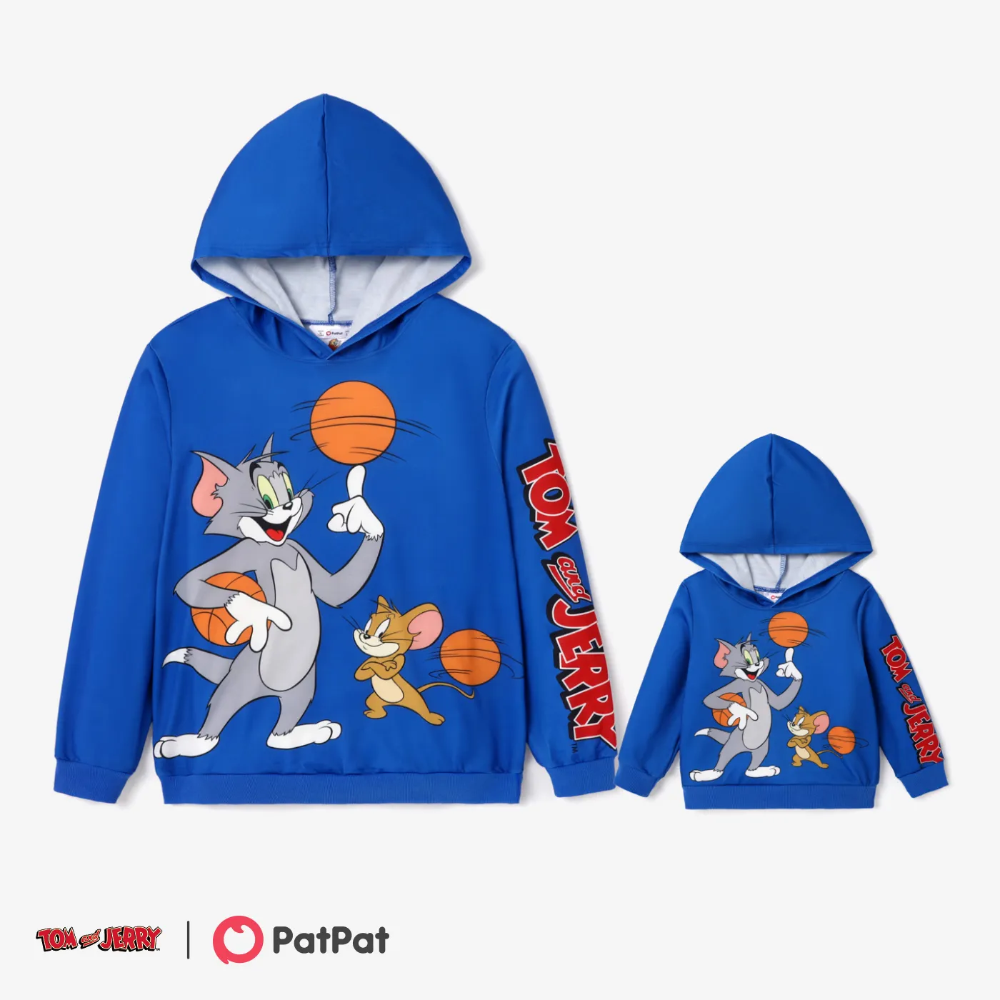 Tom and Jerry Daddy and Me Character Print Long-sleeve Hooded Top 