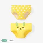 2pcs Toddler Girl Childlike Expression Underwear Set Yellow