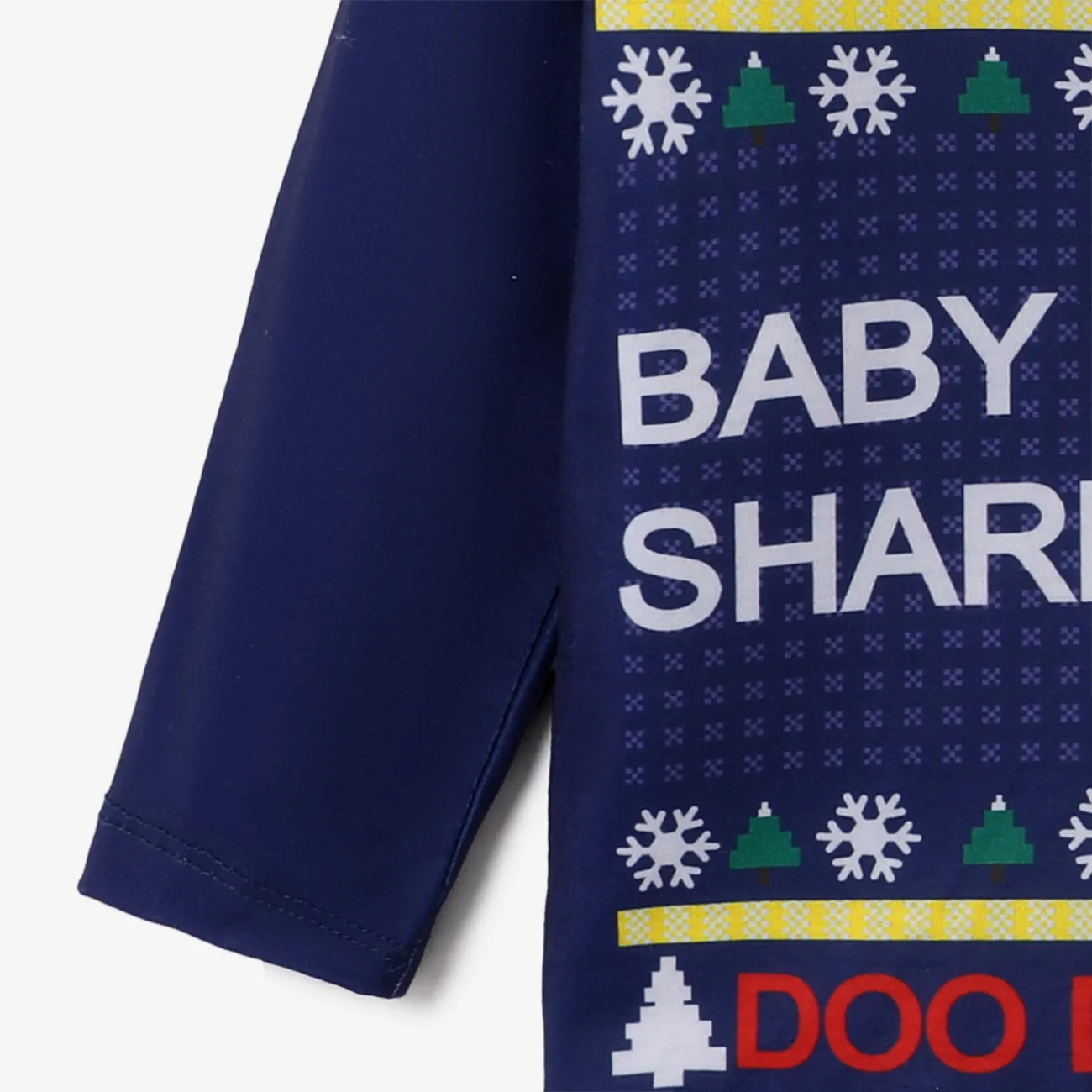 Baby Shark Natal Look de família Manga comprida Conjuntos de roupa para a família Pijamas (Flame Resistant) azul profundo big image 1