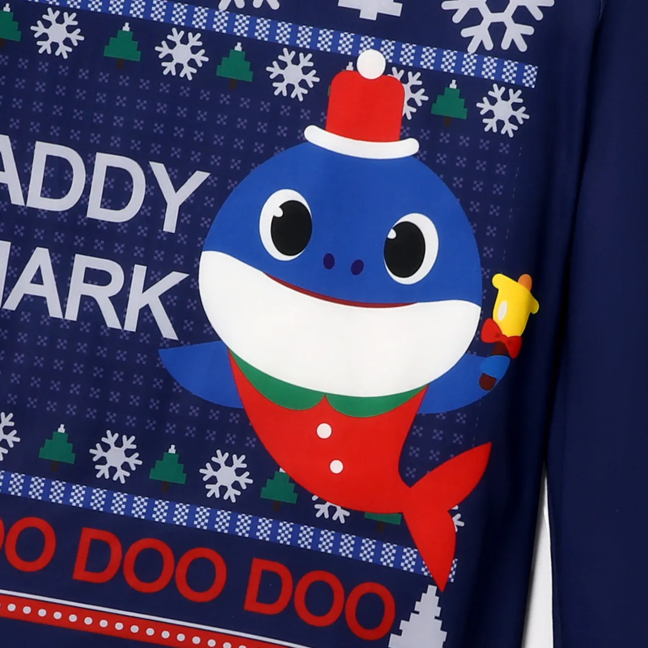 Baby Shark Weihnachten Familien-Looks Langärmelig Familien-Outfits Pyjamas (Flame Resistant) tiefes Blau big image 1