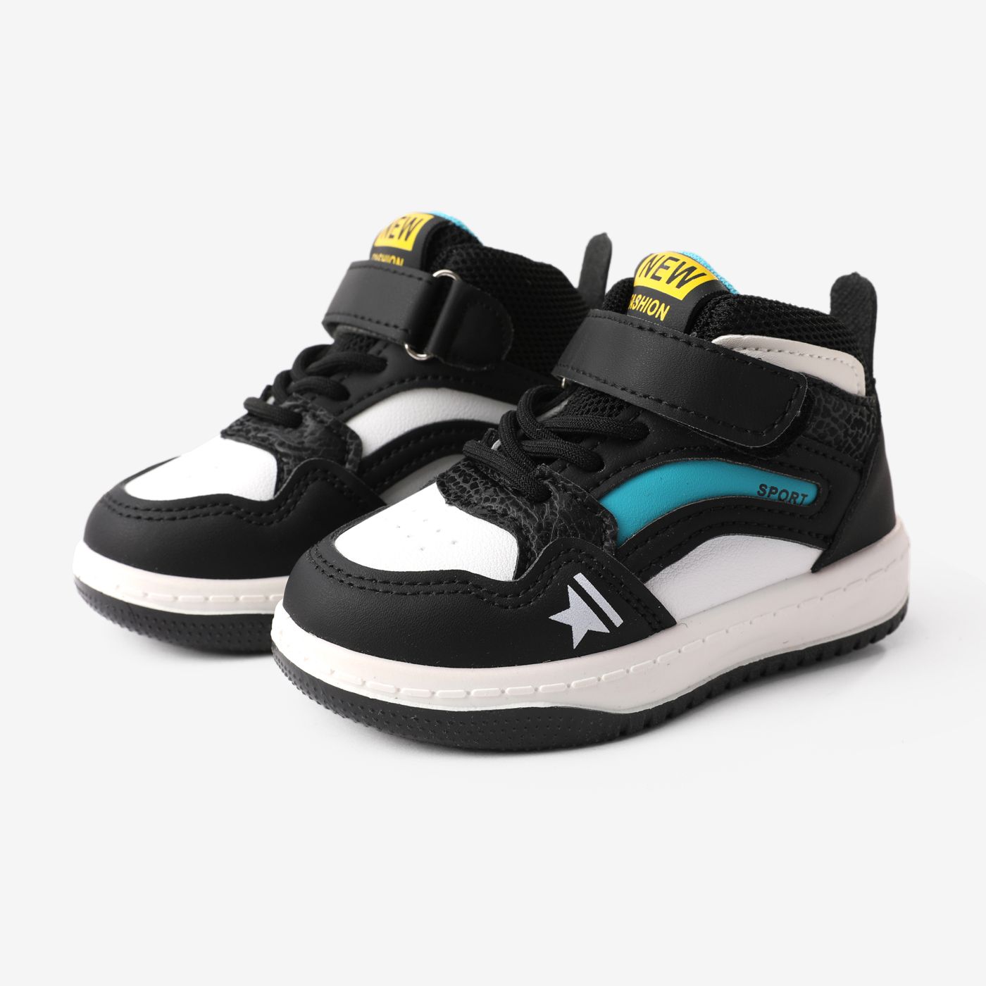 Toddler And Kids Casual Color-block Velcro High Top Sports Shoes