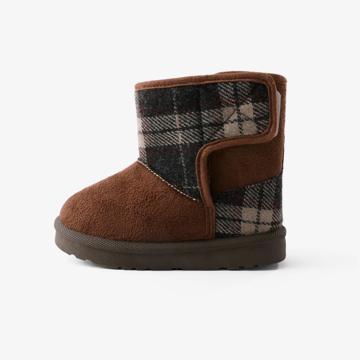 Toddler & Kids Classic Geometric Pattern Fleece Velcro Snow Boots Brown image 3