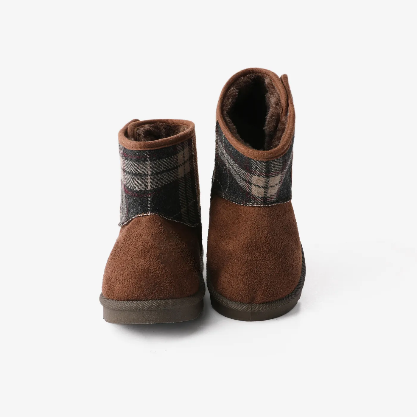 Toddler & Kids Classic Geometric Pattern Fleece Velcro Snow Boots Brown image 2