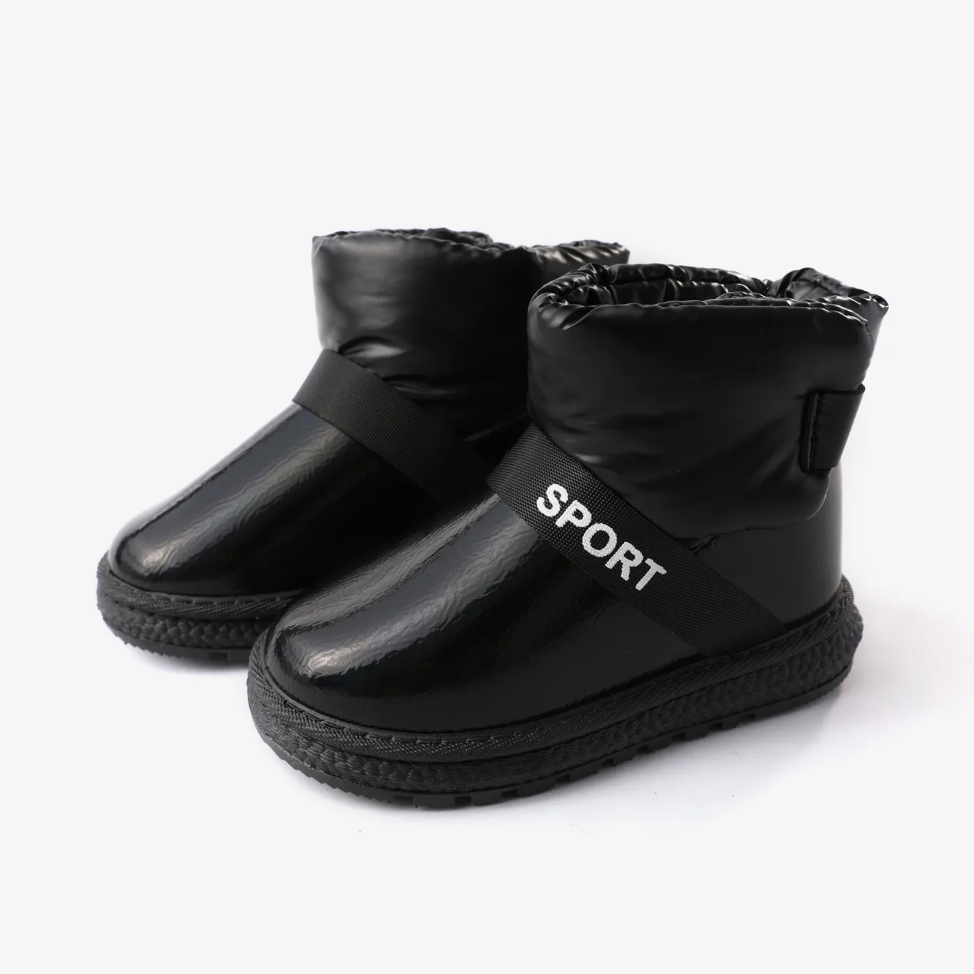 Toddler & Kids Trendy Letter Pattern Velcro Design Snow Boots Black