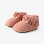 Baby & Toddler Classic Solid Color Bow & Tassel Decor Prewalker Shoes Pink