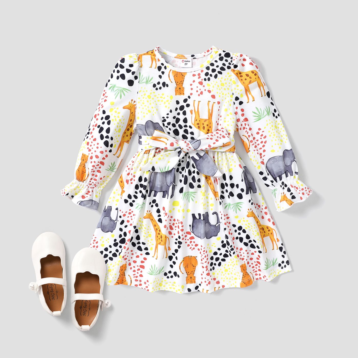 

Toddler Girl Sweet Animal Pattern Long Sleeve Dress
