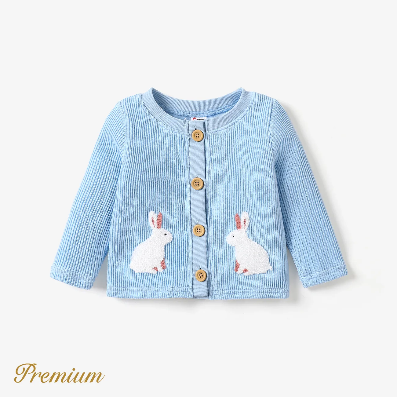 Baby Girl Elegant Rabbit Long Sleeve Coat/ Jumpsuit  lightskyblue big image 1