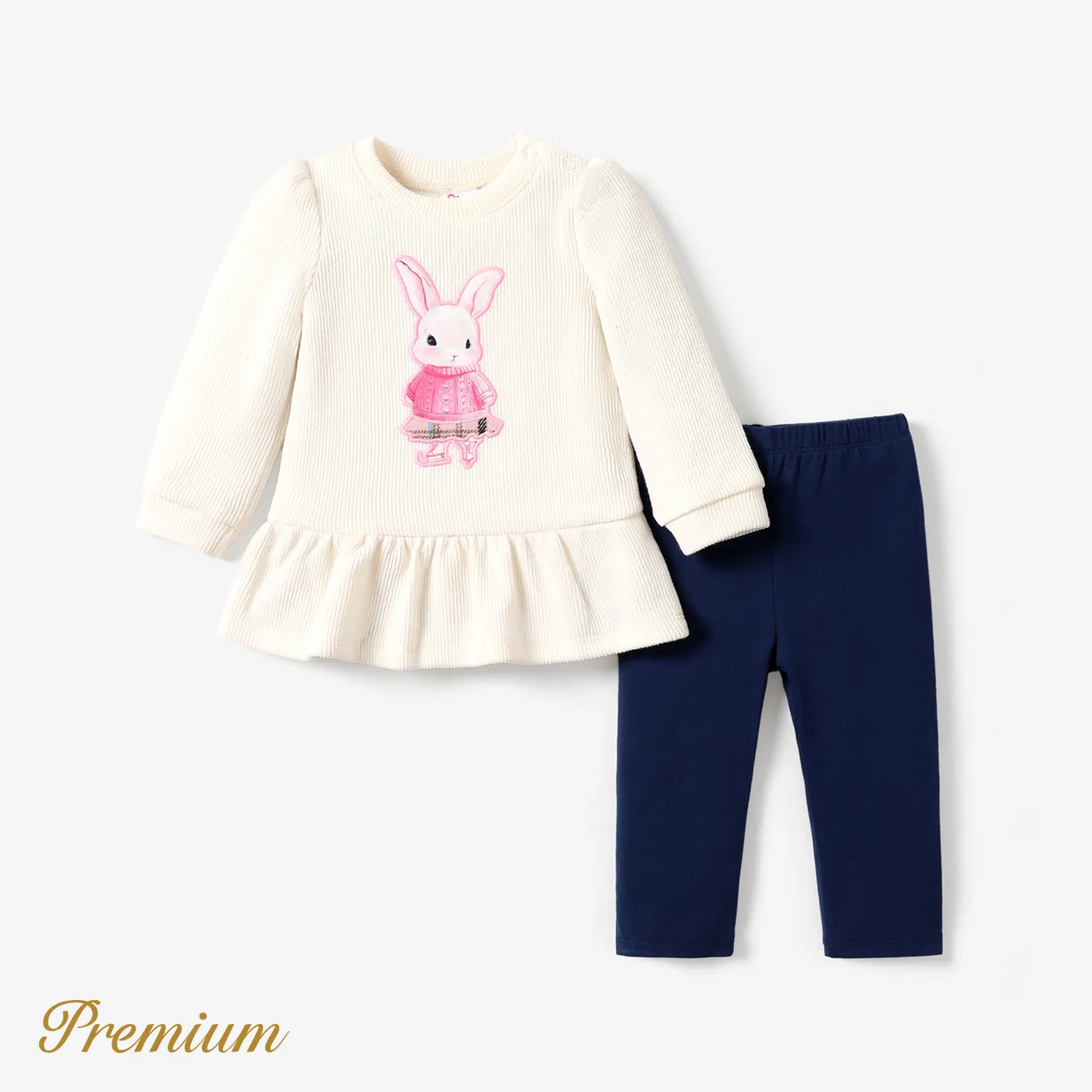 2pcs Baby Girl Sweet Rabbit Pattern Set with Horn Edge