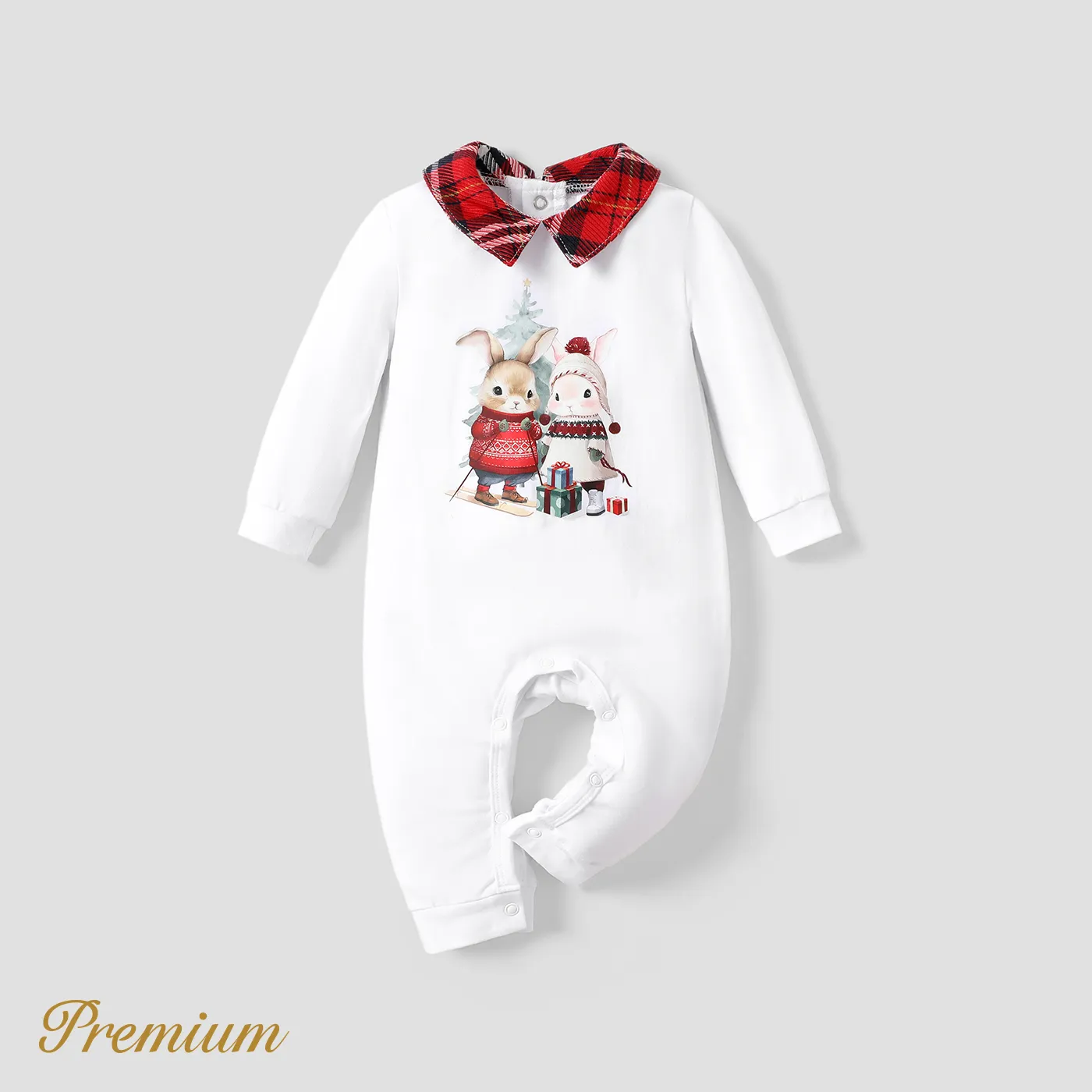 Baby Boy Animal Pattern Rabbit Jumpsuit with Lapel