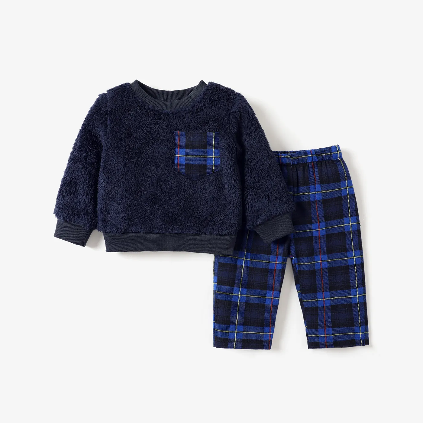 2pcs Baby Boy Avant-garde Houndstooth Long Sleeve Set  big image 1