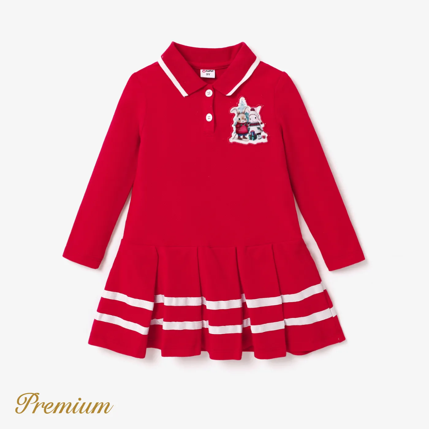 Toddler Girls Elegant Rabbit Animal Pattern Long Sleeve Dress 