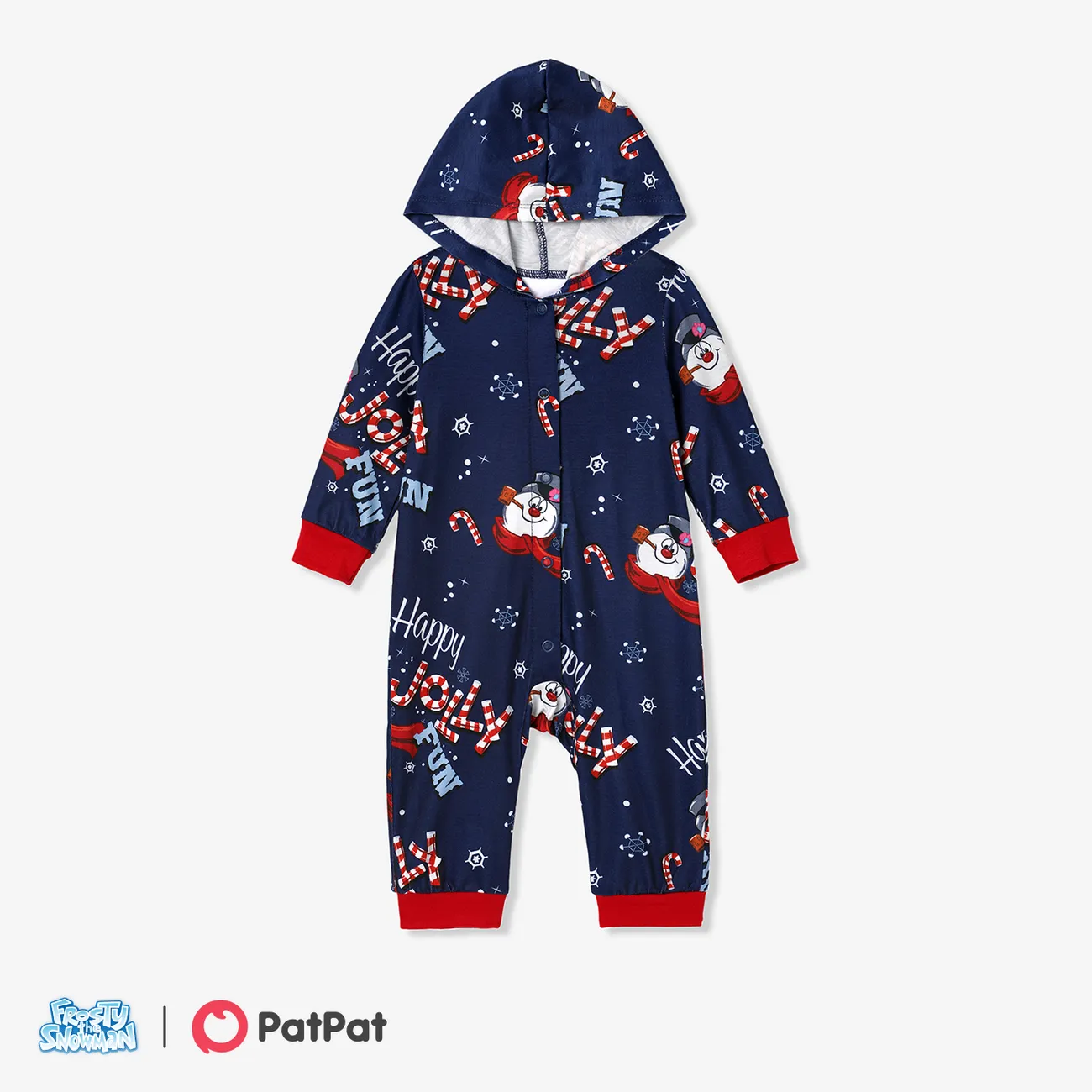 Frosty The Snowman Family Matching Christmas Allover Zip-up Hooded Onesies Pajamas(Flame Resistant)  big image 1